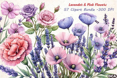 Lavender & Pink Flowers Clipart Bundle 4 - CraftNest - Digital Crafting and Art
