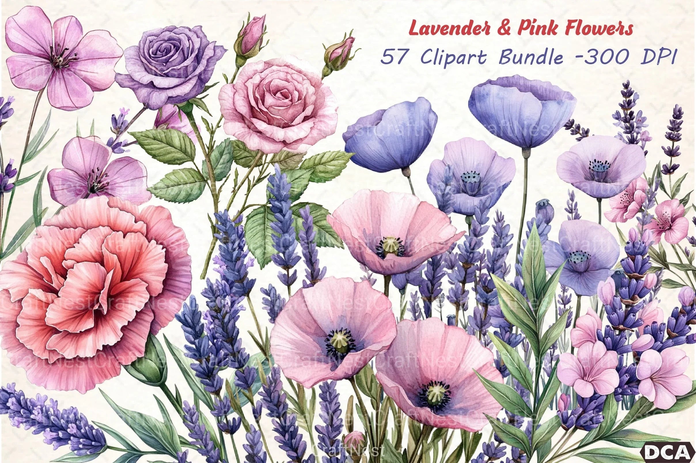 Lavender & Pink Flowers Clipart Bundle 4 - CraftNest - Digital Crafting and Art