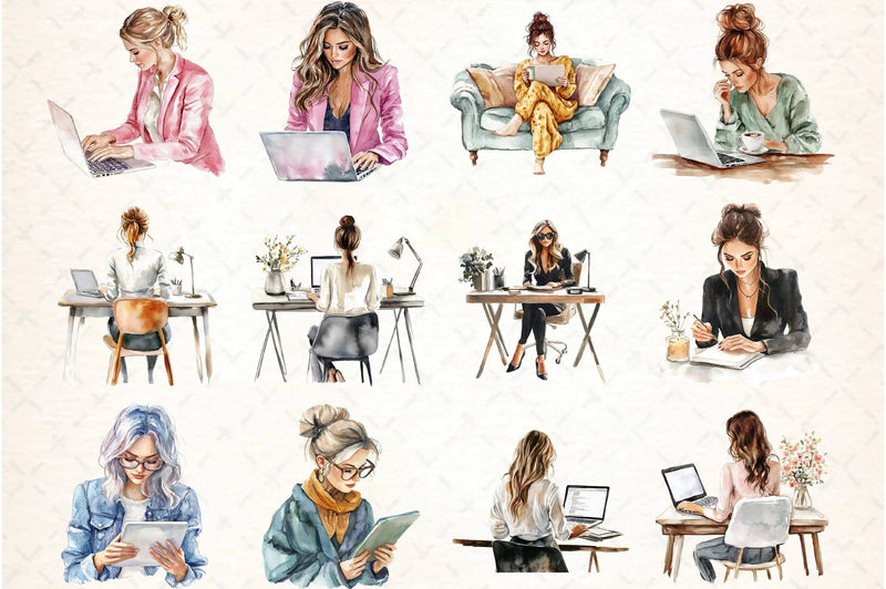 Modern Workplace Clipart Bundle - CraftNest - Digital Crafting and Art