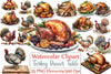 Turkey Dinner Table Scene Clipart Bundle