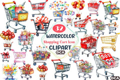 Black Friday Shopping Cart Icon Clipart Bundle - CraftNest - Digital Crafting and Art