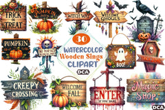 Halloween Wooden Signs Clipart Bundle - CraftNest - Digital Crafting and Art