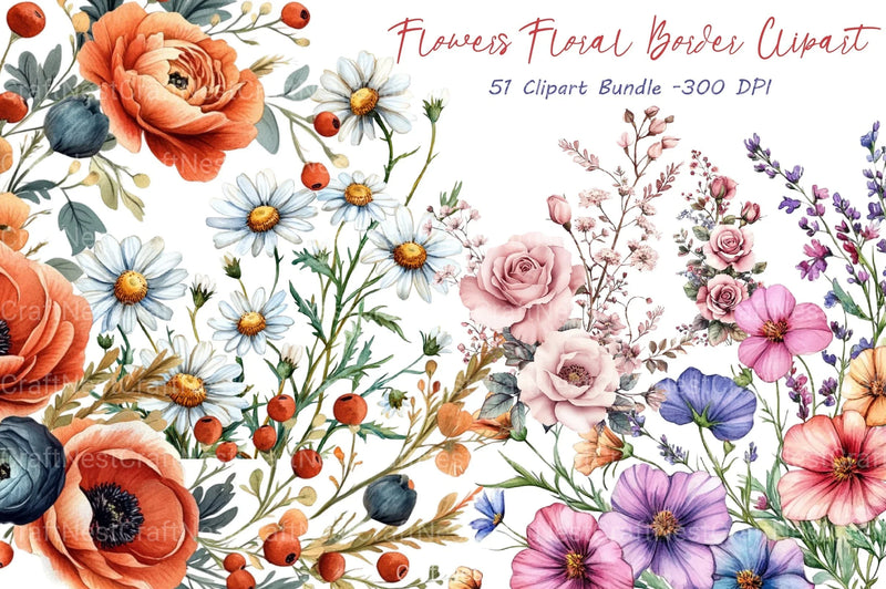 Floral Border Clipart Bundle - CraftNest - Digital Crafting and Art