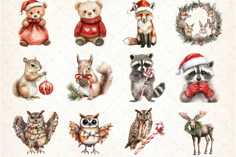 Woodland Christmas Clipart Bundle - CraftNest - Digital Crafting and Art