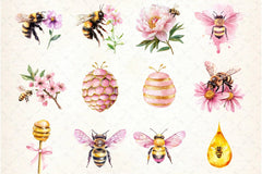 Honey Bee Clipart Bundle - CraftNest - Digital Crafting and Art