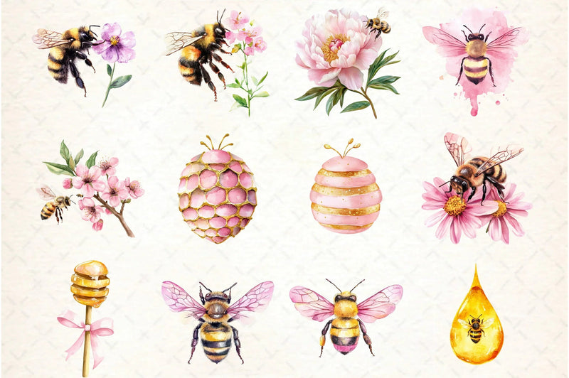 Honey Bee Clipart Bundle - CraftNest - Digital Crafting and Art