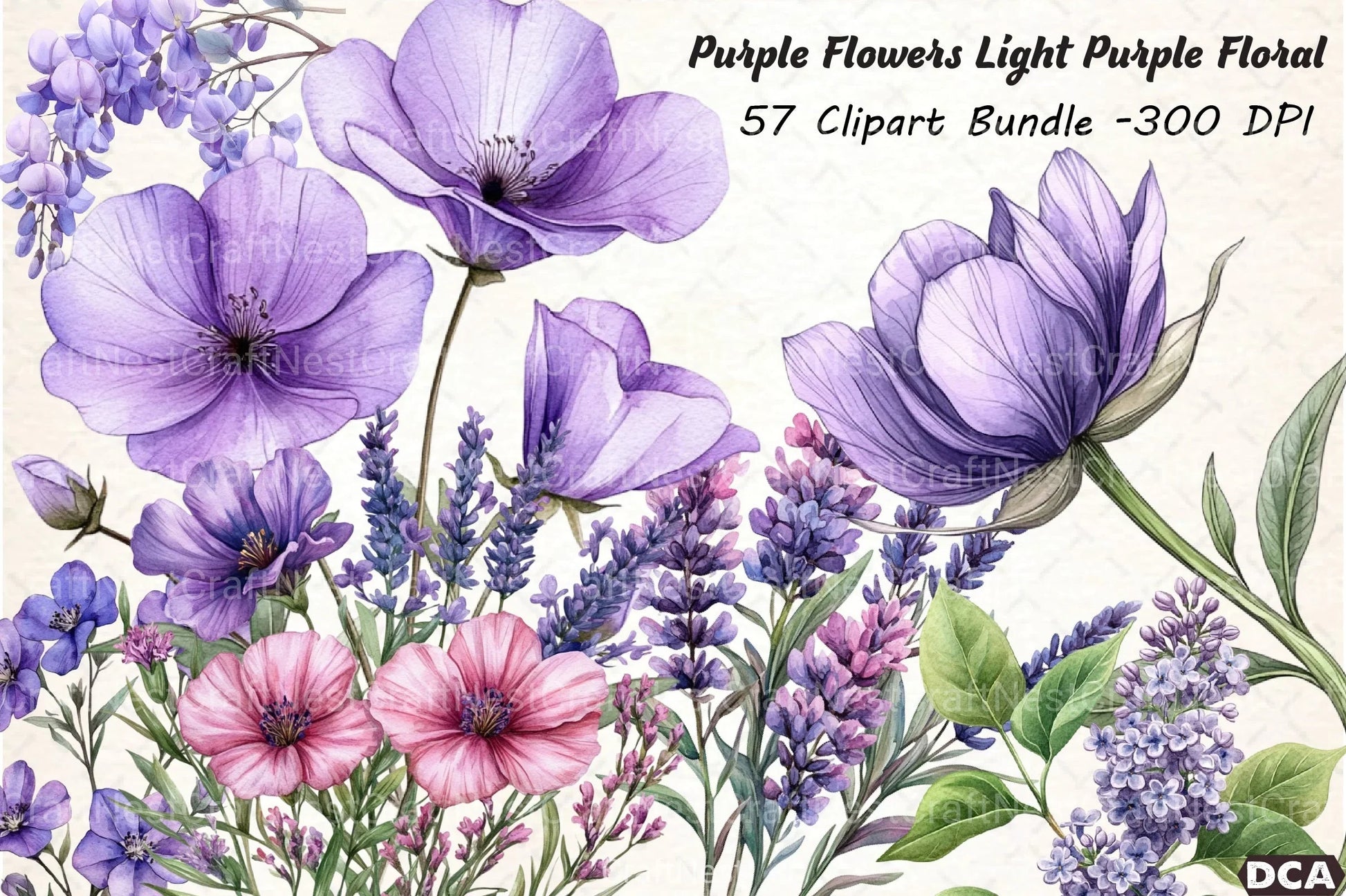 Purple Flowers Clipart Bundle 99 - CraftNest - Digital Crafting and Art