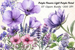 Purple Flowers Clipart Bundle 99 - CraftNest - Digital Crafting and Art
