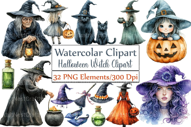 Halloween Witch Clipart Bundle 1 - CraftNest - Digital Crafting and Art