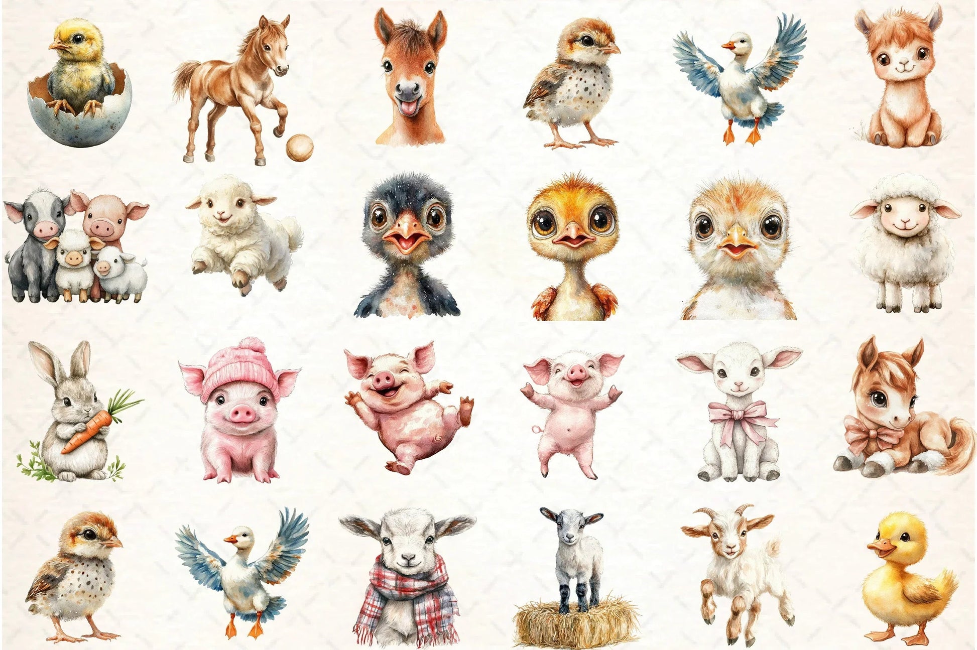 Funny Matching Baby Farm Animals Clipart Bundle - CraftNest - Digital Crafting and Art