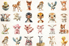 Funny Matching Baby Farm Animals Clipart Bundle - CraftNest - Digital Crafting and Art