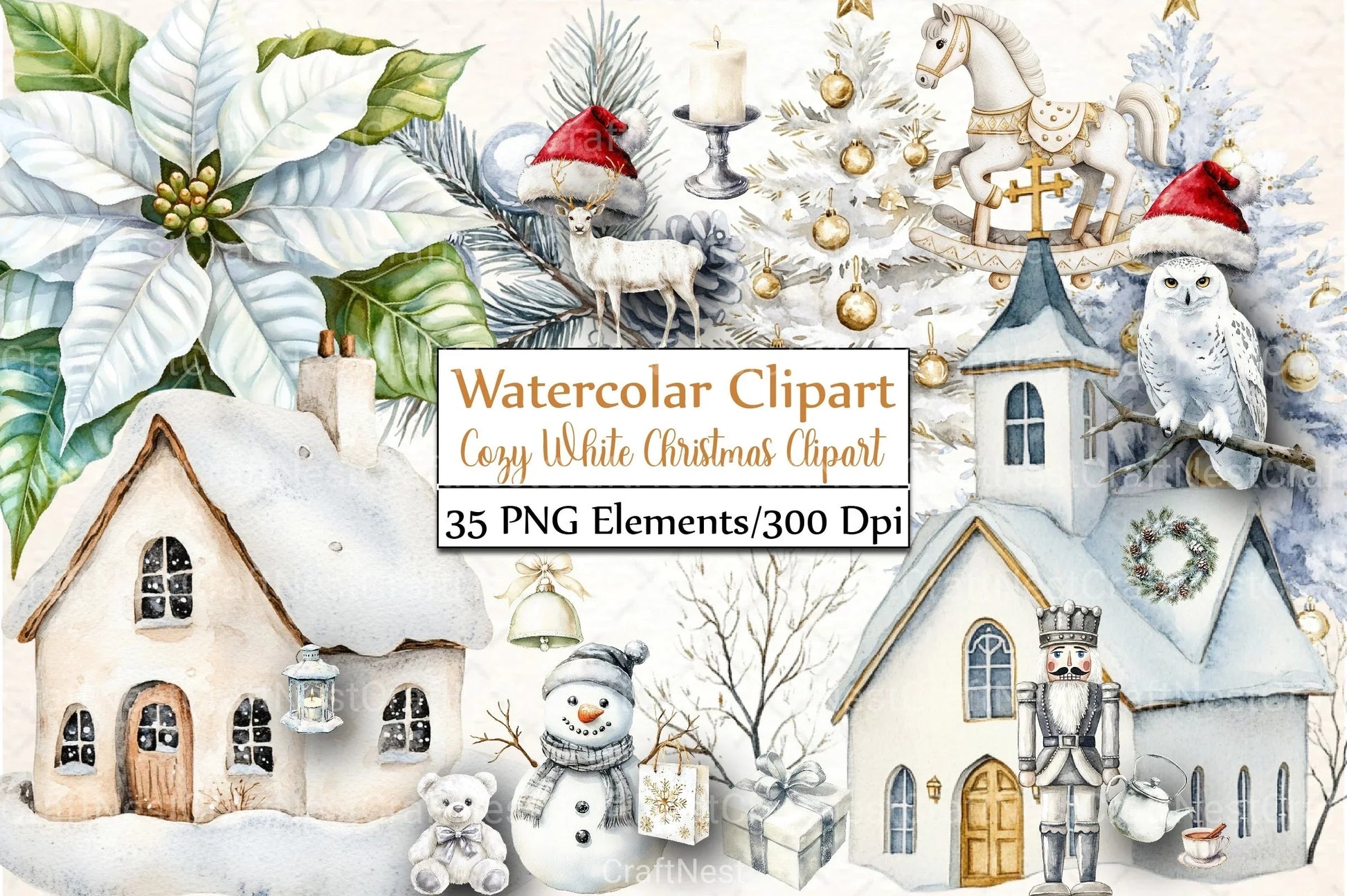 Cozy White Christmas Clipart Bundle 99 - CraftNest - Digital Crafting and Art