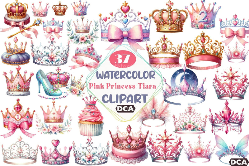 Pink Princess Tiara Clipart Bundle 1 - CraftNest - Digital Crafting and Art