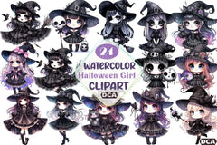 Cute Witch Halloween Girl Clipart Bundle - CraftNest - Digital Crafting and Art