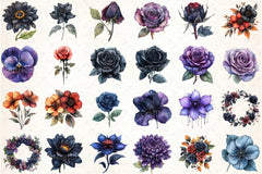 Gothic Dark Floral Clipart Bundle - CraftNest - Digital Crafting and Art