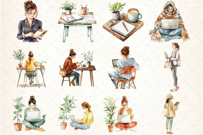 Modern Workplace Clipart Bundle - CraftNest - Digital Crafting and Art