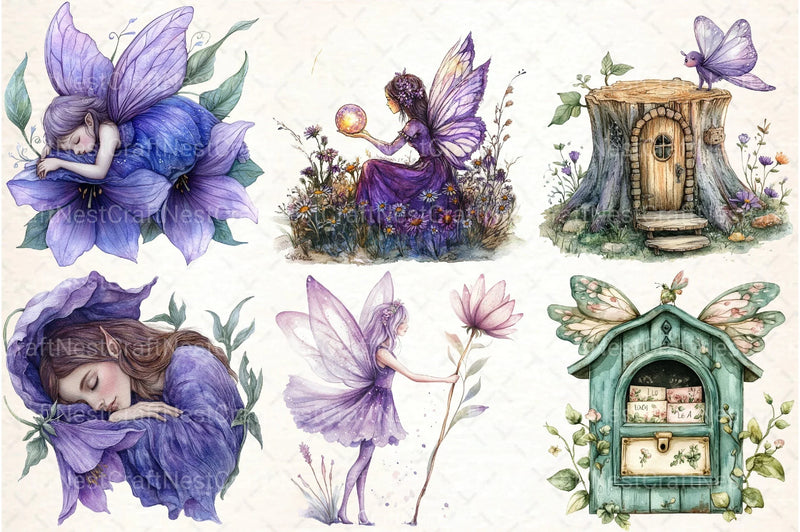 Magical Garden & Purple Fairy Clipart Bundle - CraftNest - Digital Crafting and Art