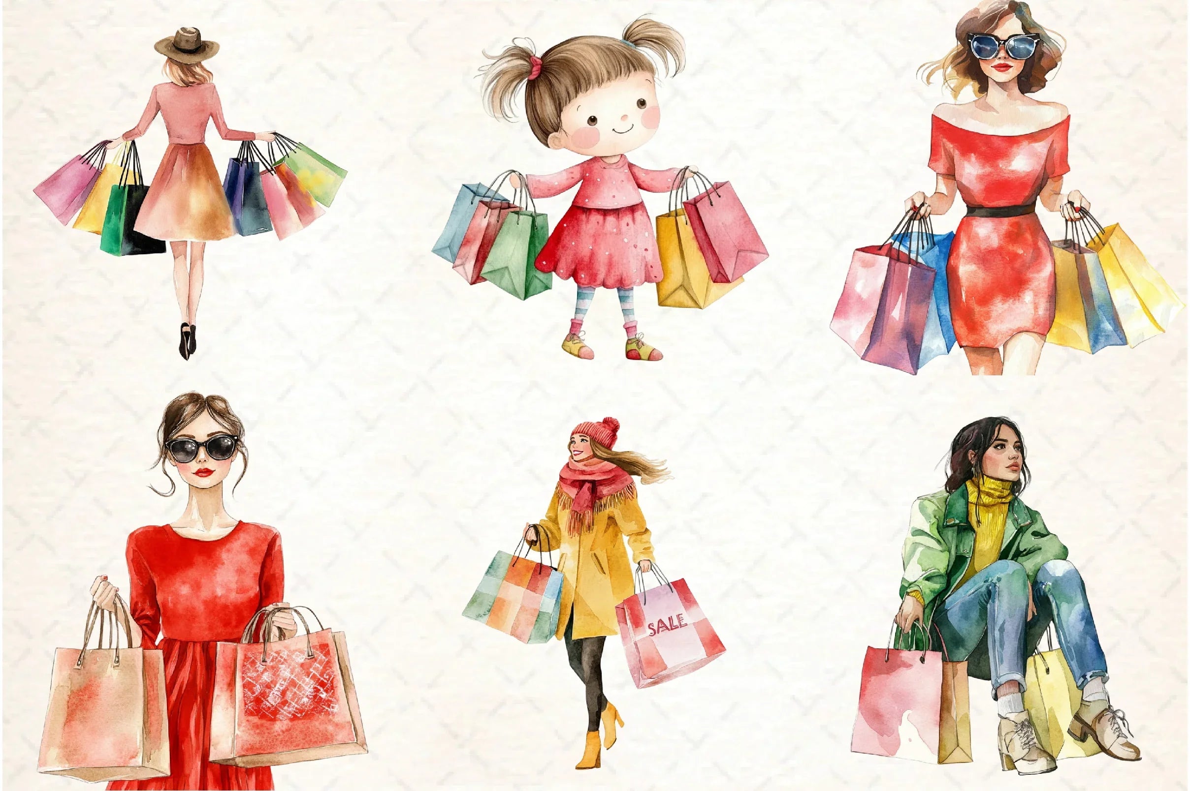Black Friday Woman Shopping Clipart Bundle - CraftNest - Digital Crafting and Art