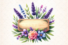 Lavender Wooden Name Plate Clipart Bundle - CraftNest - Digital Crafting and Art