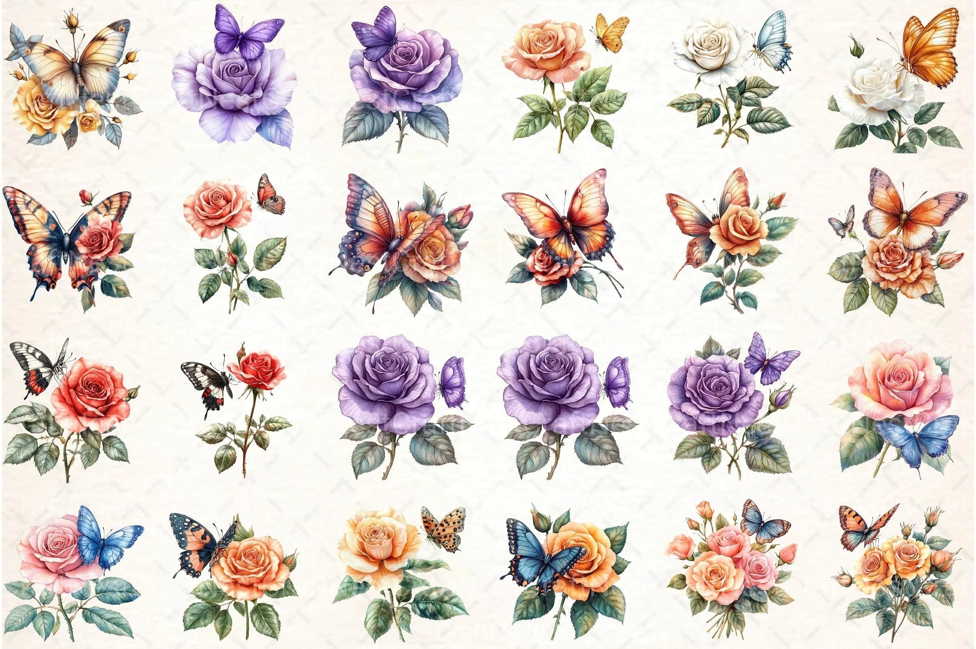 Butterfly and Roses Clipart Bundle - CraftNest - Digital Crafting and Art