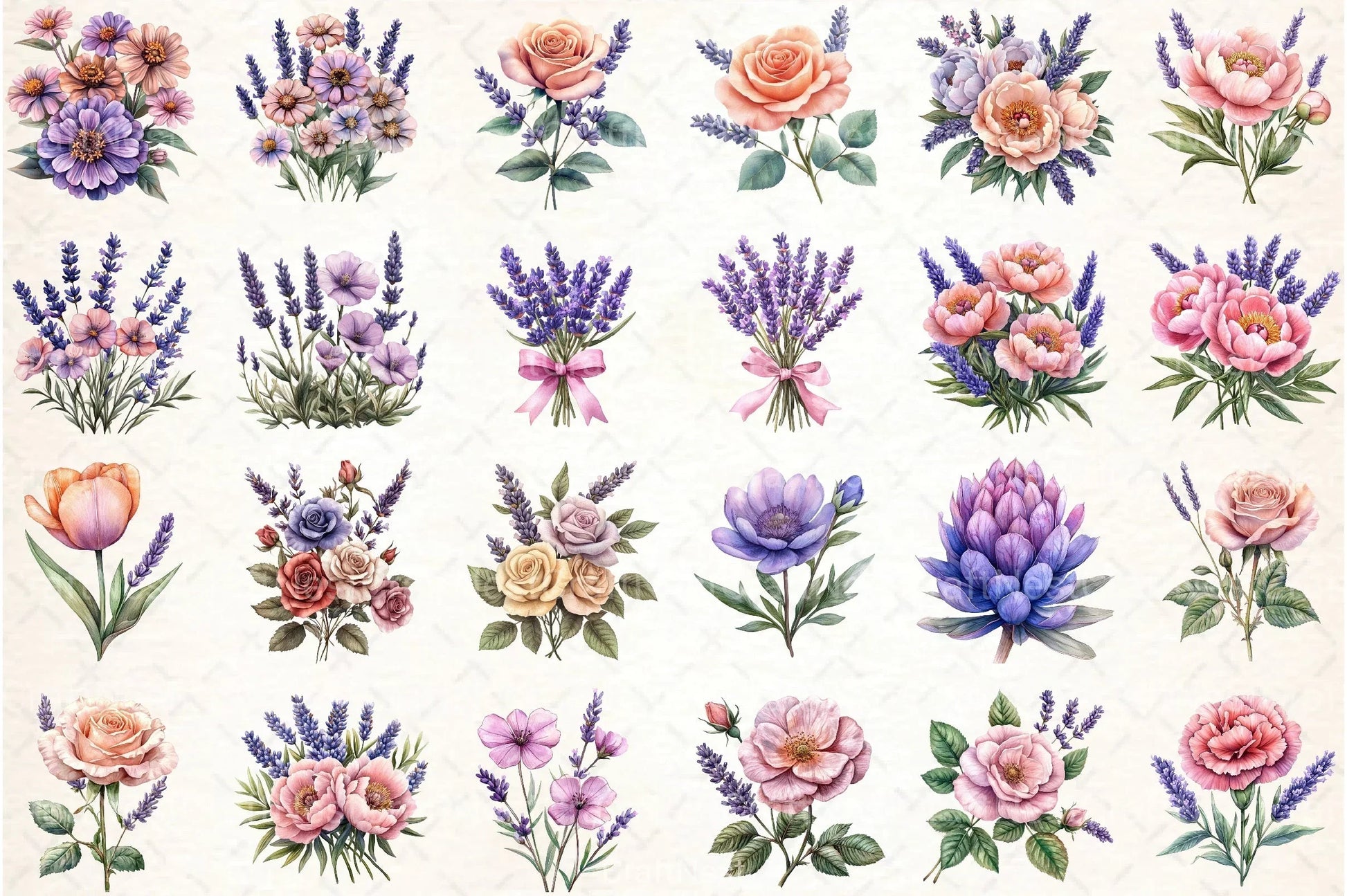 Lavender & Pink Flowers Clipart Bundle 4 - CraftNest - Digital Crafting and Art