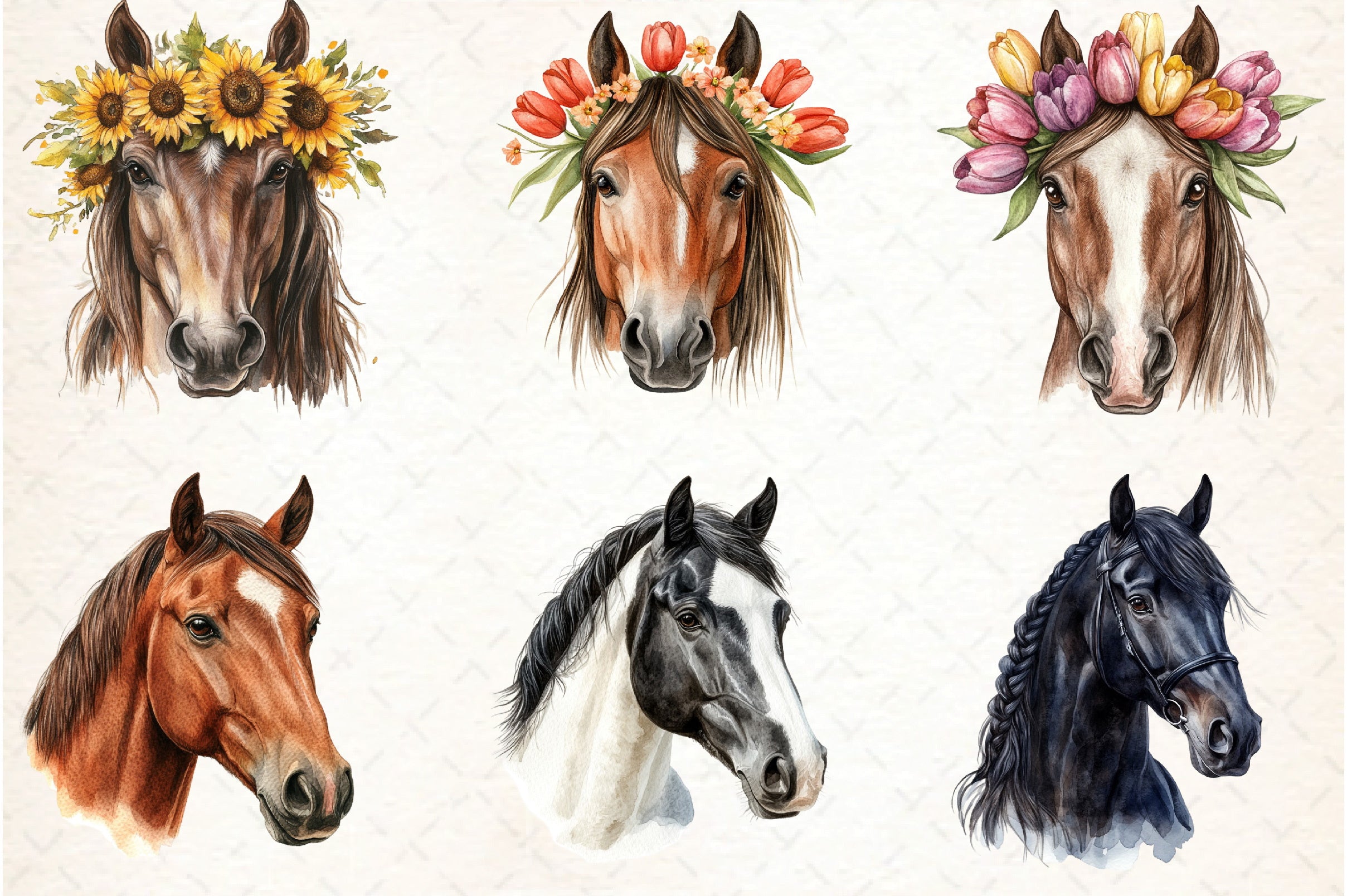 Horse Face Clipart Bundle