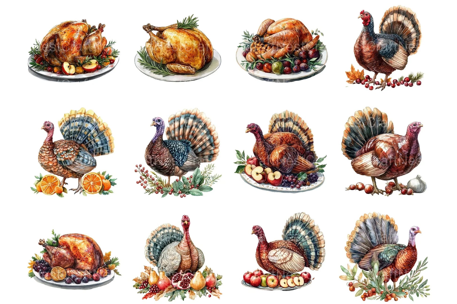 Turkey Dinner Table Scene Clipart Bundle - CraftNest - Digital Crafting and Art