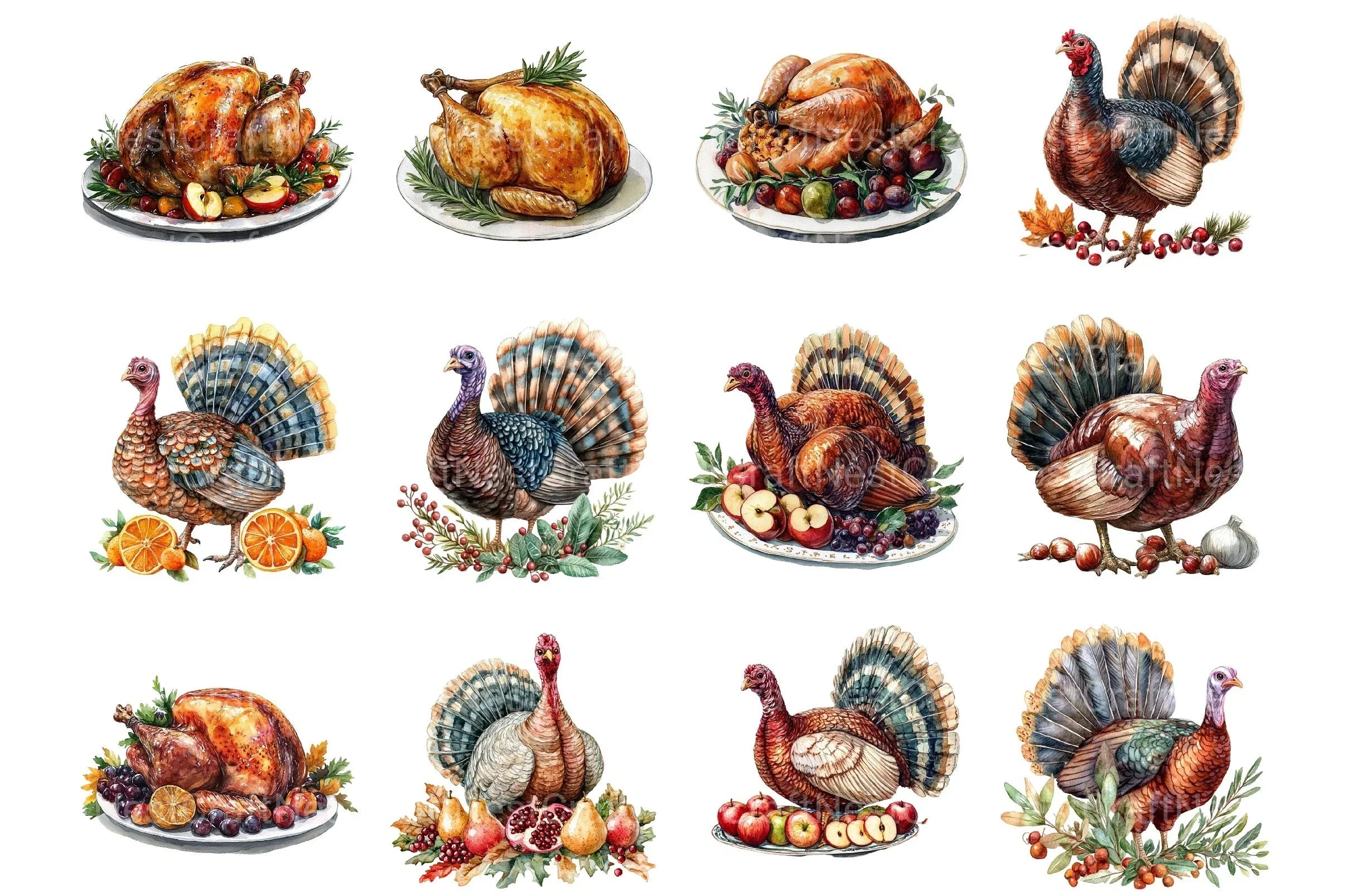 Turkey Dinner Table Scene Clipart Bundle - CraftNest - Digital Crafting and Art