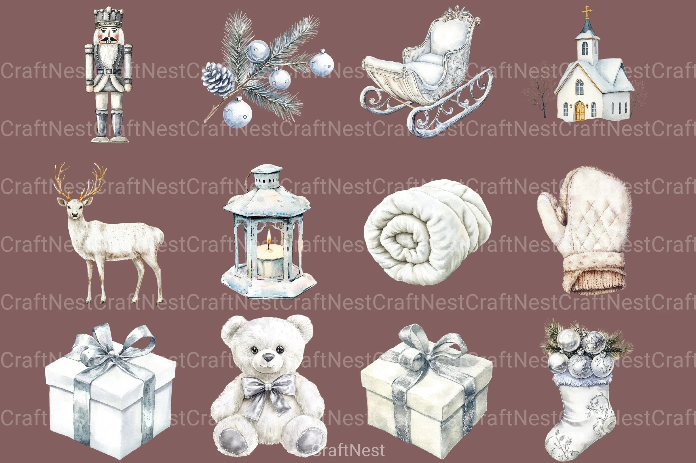 Cozy White Christmas Clipart Bundle 99 - CraftNest - Digital Crafting and Art