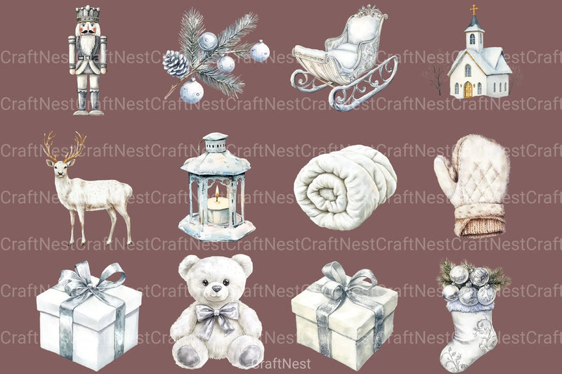 Cozy White Christmas Clipart Bundle 99 - CraftNest - Digital Crafting and Art