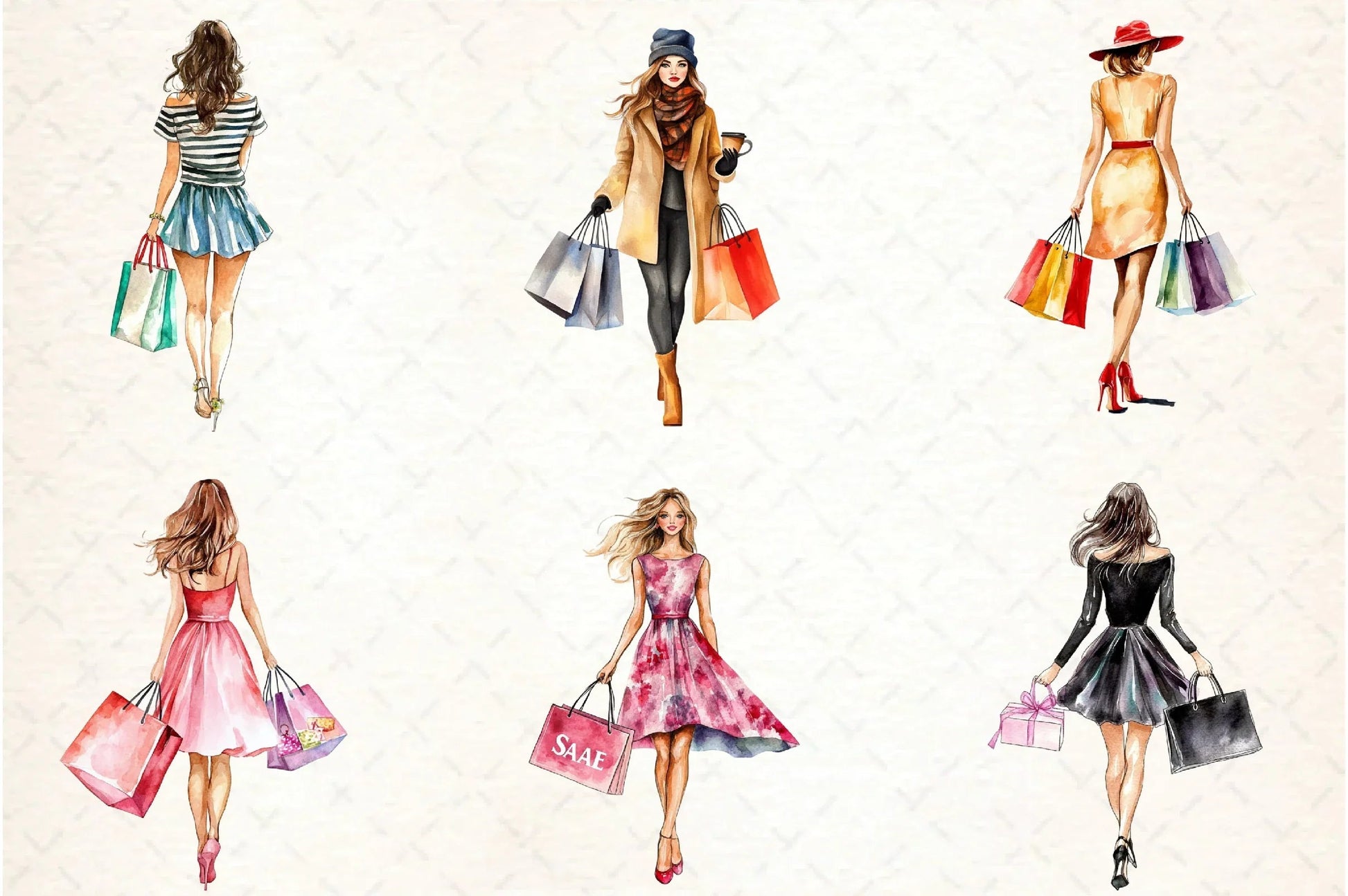 Black Friday Woman Shopping Clipart Bundle - CraftNest - Digital Crafting and Art