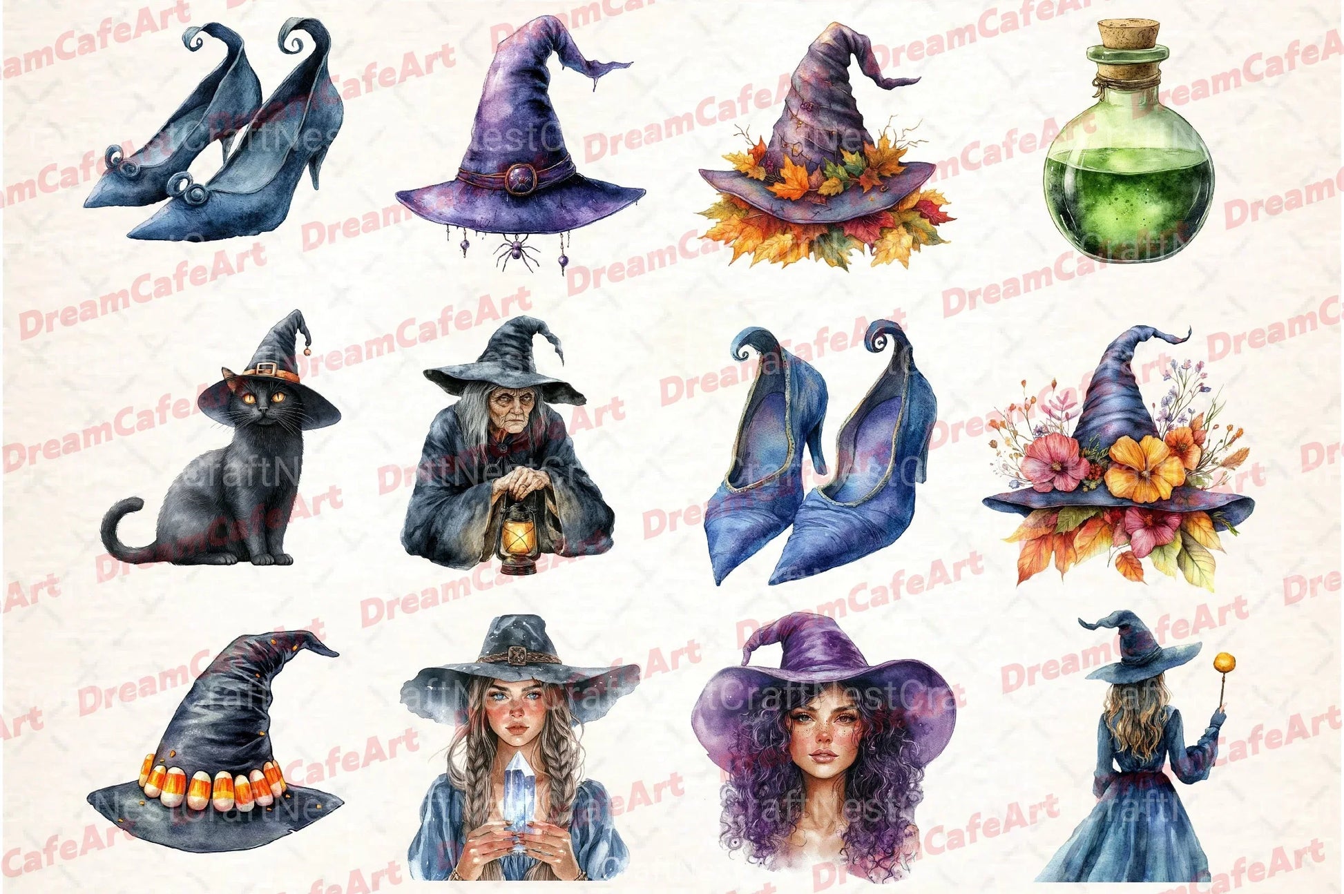 Halloween Witch Clipart Bundle 1 - CraftNest - Digital Crafting and Art