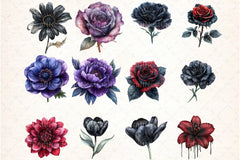 Gothic Dark Floral Clipart Bundle - CraftNest - Digital Crafting and Art