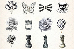 Black and White Clipart Bundle - CraftNest - Digital Crafting and Art