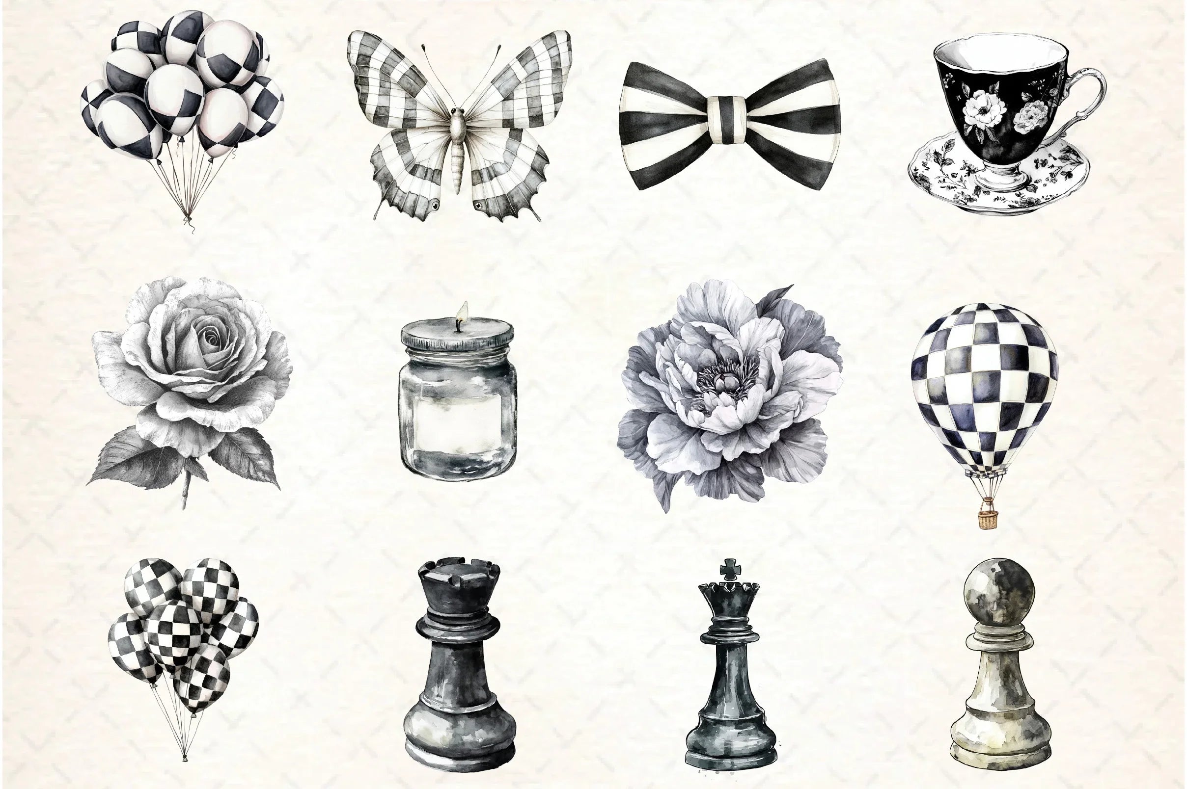 Black and White Clipart Bundle - CraftNest - Digital Crafting and Art
