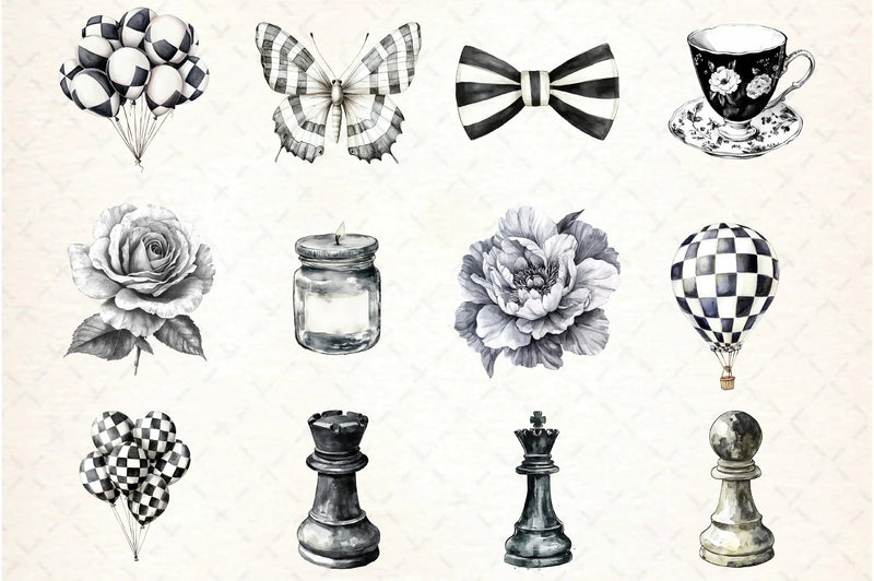 Black and White Clipart Bundle - CraftNest - Digital Crafting and Art