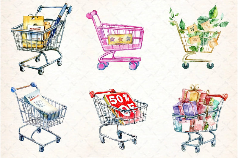 Black Friday Shopping Cart Icon Clipart Bundle - CraftNest - Digital Crafting and Art
