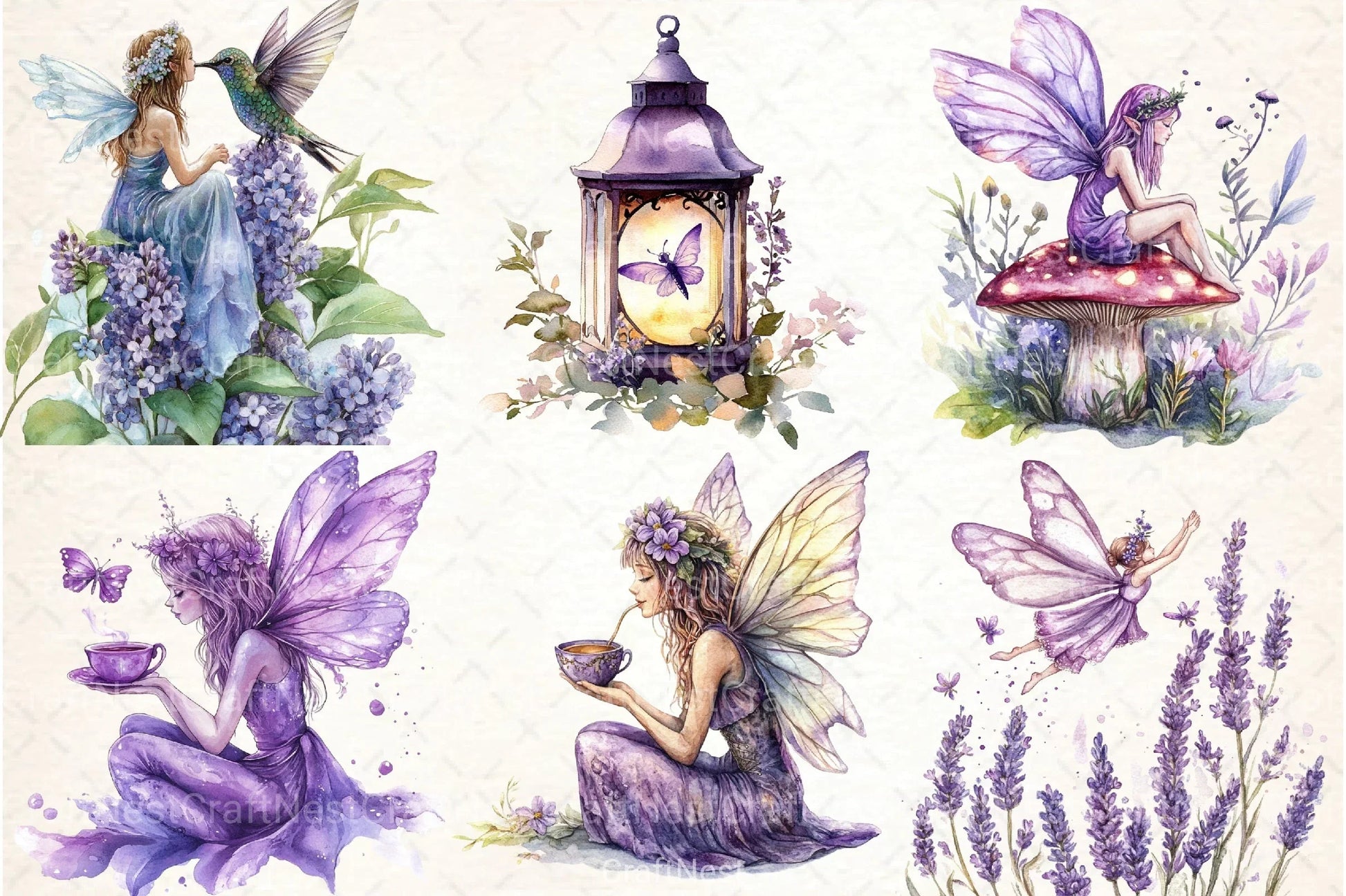 Magical Garden & Purple Fairy Clipart Bundle - CraftNest - Digital Crafting and Art