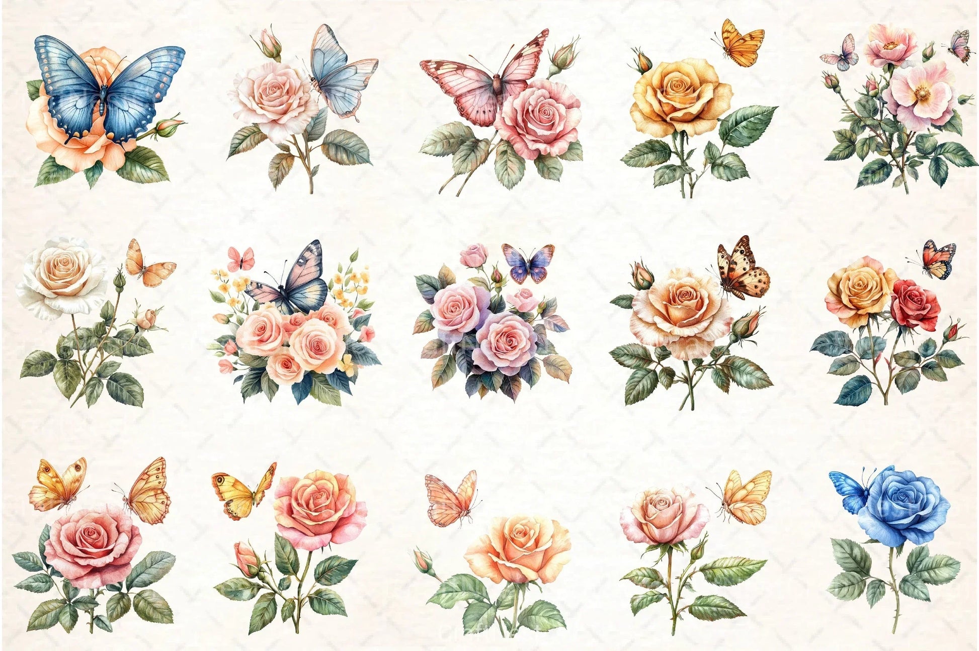 Butterfly and Roses Clipart Bundle - CraftNest - Digital Crafting and Art