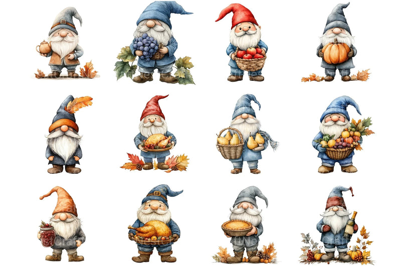 Thanksgiving Gnome Clipart Bundle - CraftNest - Digital Crafting and Art