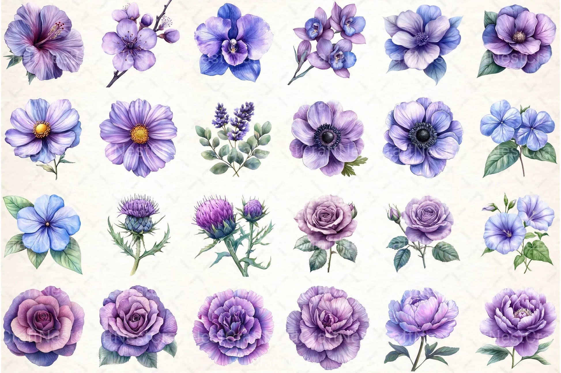 Purple Flowers Clipart Bundle 99 - CraftNest - Digital Crafting and Art