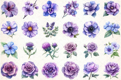 Purple Flowers Clipart Bundle 99 - CraftNest - Digital Crafting and Art
