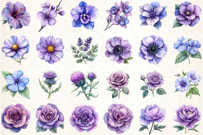 Purple Flowers Clipart Bundle 99 - CraftNest - Digital Crafting and Art