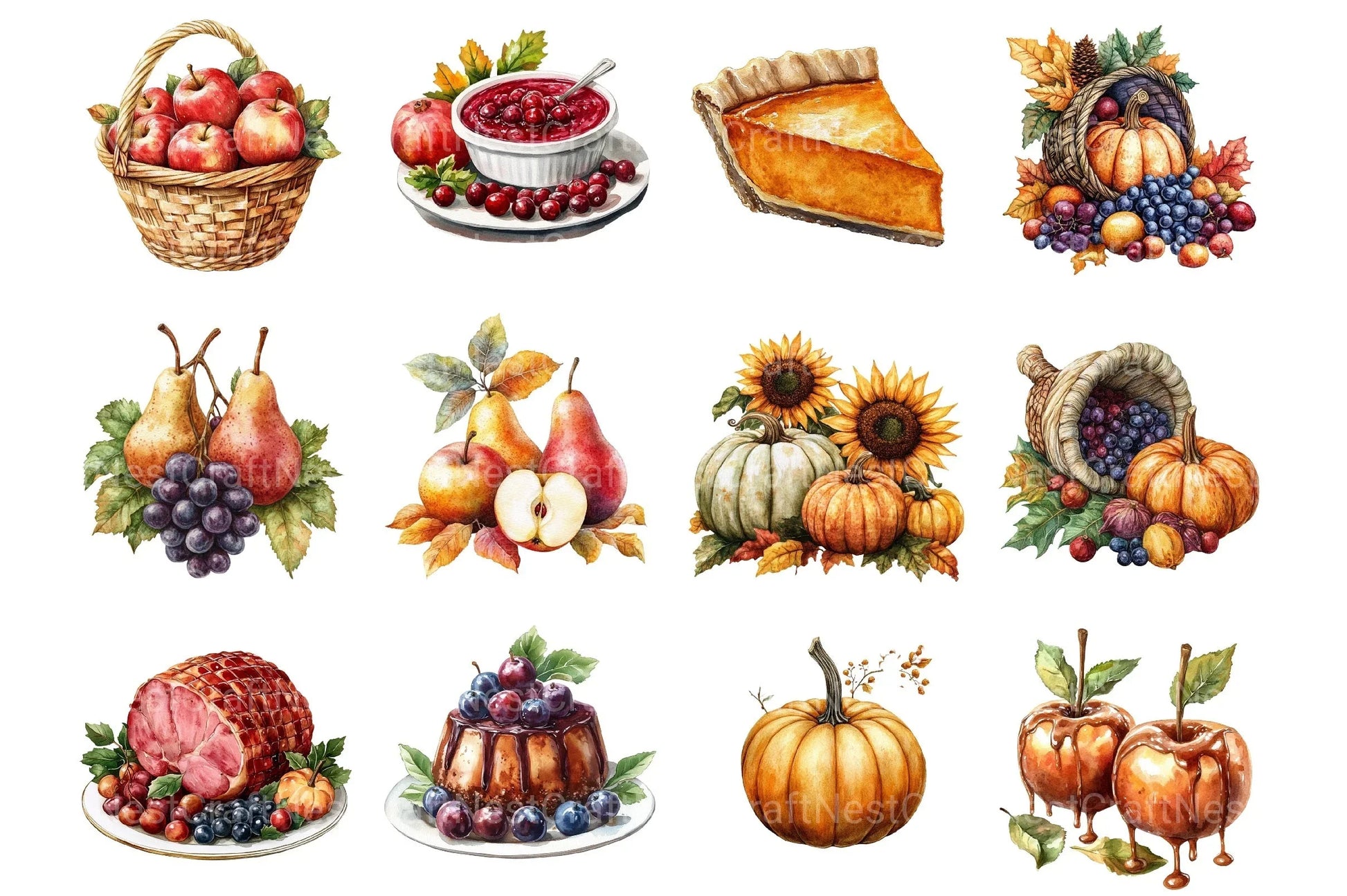 Vintage Thanksgiving Postcard Clipart Bundle - CraftNest - Digital Crafting and Art
