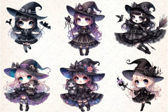 Cute Witch Halloween Girl Clipart Bundle - CraftNest - Digital Crafting and Art