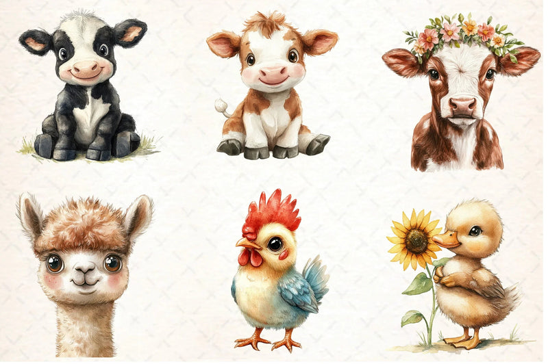 Funny Matching Baby Farm Animals Clipart Bundle - CraftNest - Digital Crafting and Art