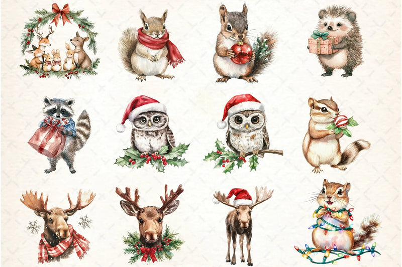 Woodland Christmas Clipart Bundle - CraftNest - Digital Crafting and Art