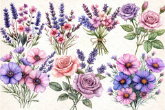 Lavender & Pink Flowers Clipart Bundle 4 - CraftNest - Digital Crafting and Art