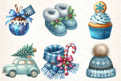 Cozy Christmas Blue Clipart Bundle 2 - CraftNest - Digital Crafting and Art