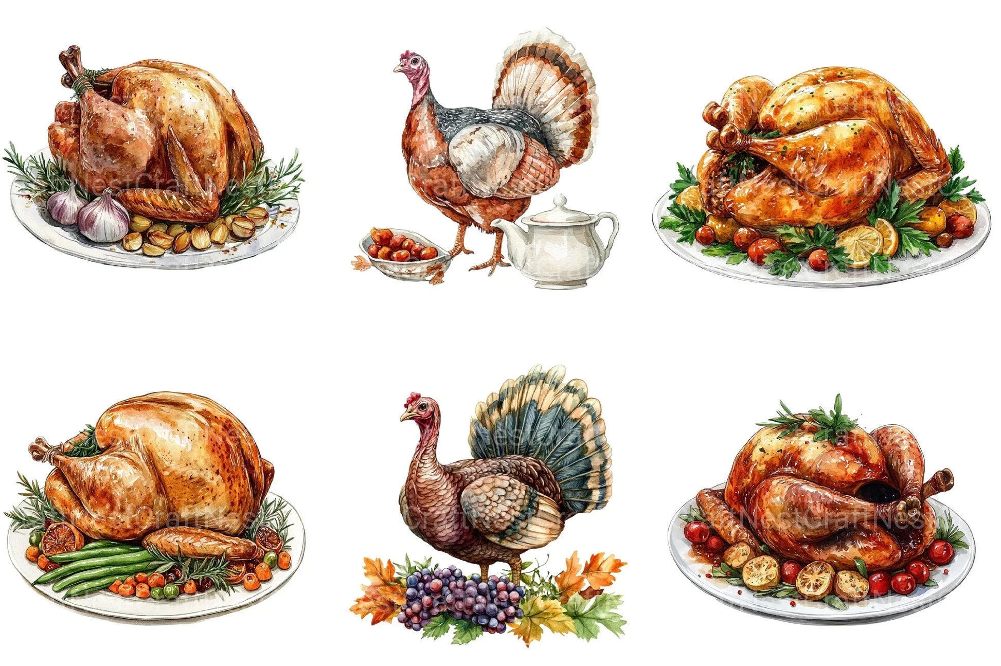 Turkey Dinner Table Scene Clipart Bundle - CraftNest - Digital Crafting and Art